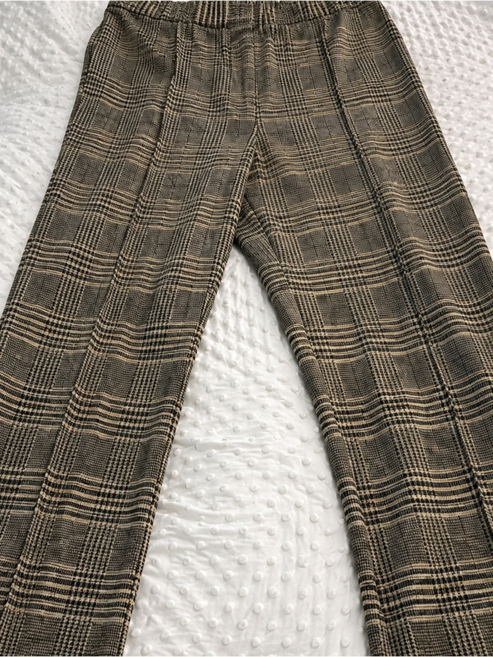 Elie Tahari Neutral Plaid Wide-Leg Pants in Brown and Black